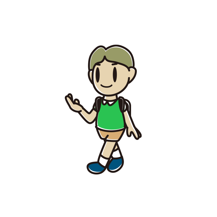 通学中に案内する小学生男子のイラスト【色あり、背景なし】透過PNG