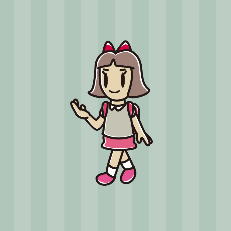 通学中に案内する小学生女子のイラスト【色、背景あり】PNG