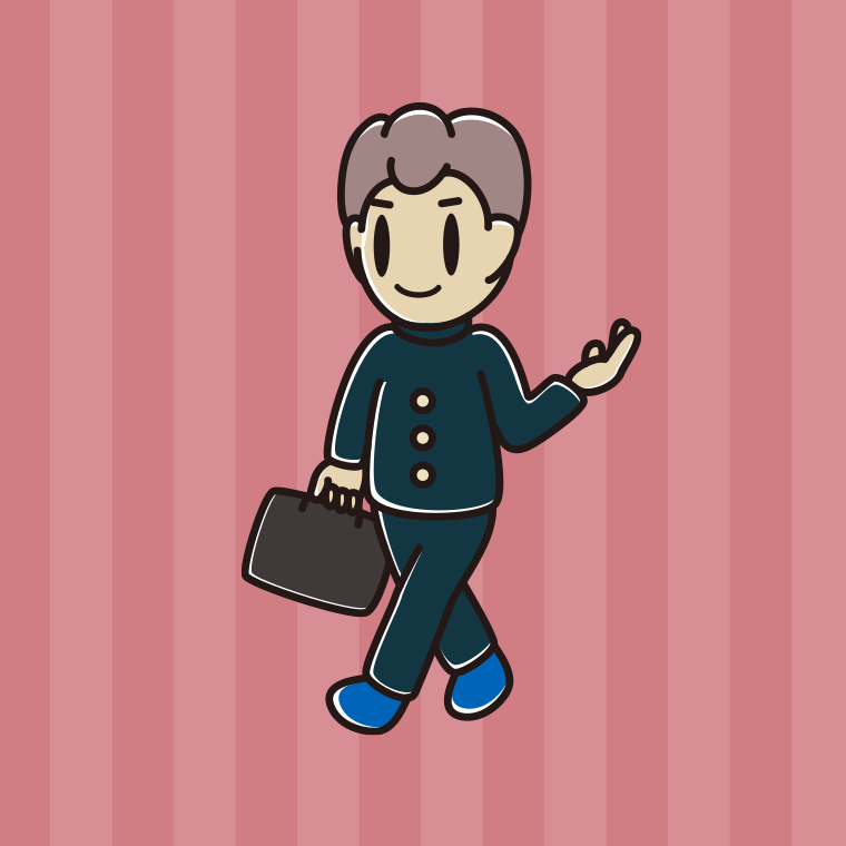 通学中に案内する男子中学生のイラスト【色、背景あり】PNG