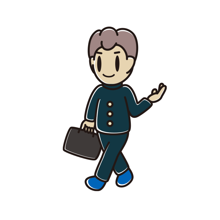 通学中に案内する男子中学生のイラスト【色あり、背景なし】透過PNG