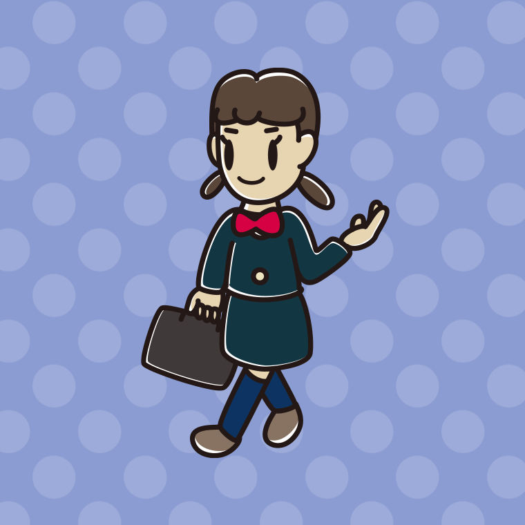 通学中に案内する女子中学生のイラスト【色、背景あり】PNG