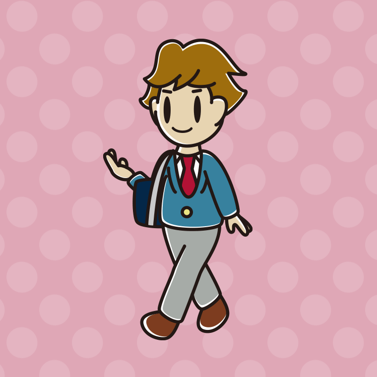 通学中に案内する男子高校生のイラスト【色、背景あり】PNG