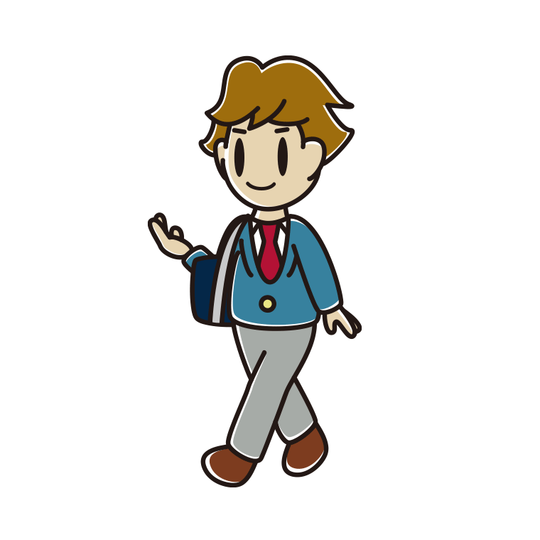 通学中に案内する男子高校生のイラスト【色あり、背景なし】透過PNG
