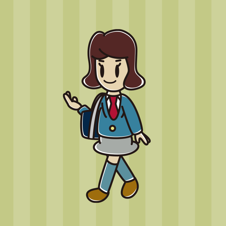 通学中に案内する女子高校生のイラスト【色、背景あり】PNG