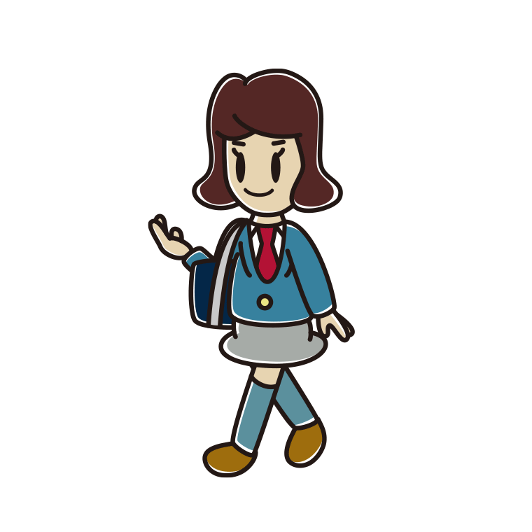通学中に案内する女子高校生のイラスト【色あり、背景なし】透過PNG