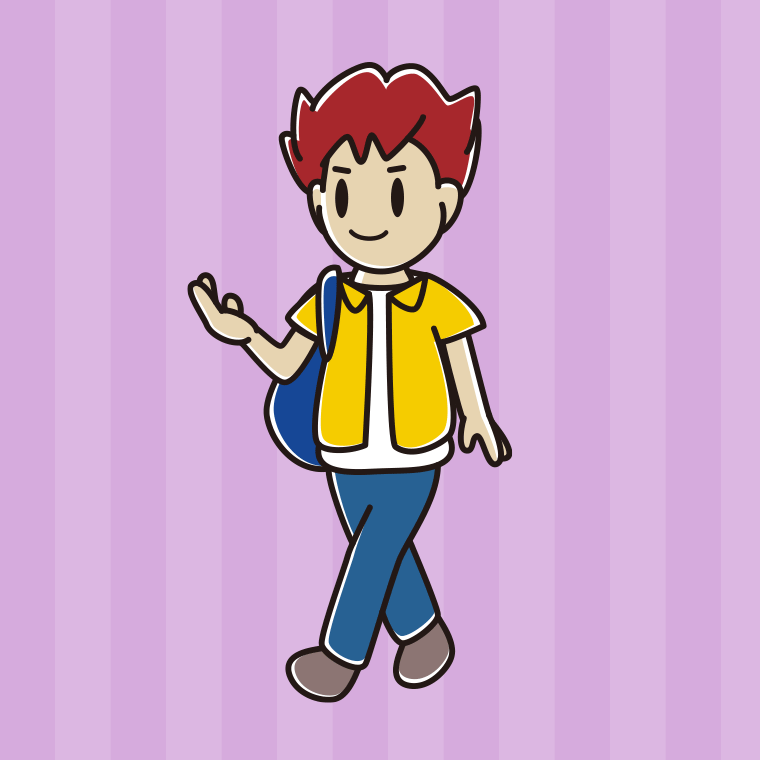 通学中に案内する男子大学生のイラスト【色、背景あり】PNG
