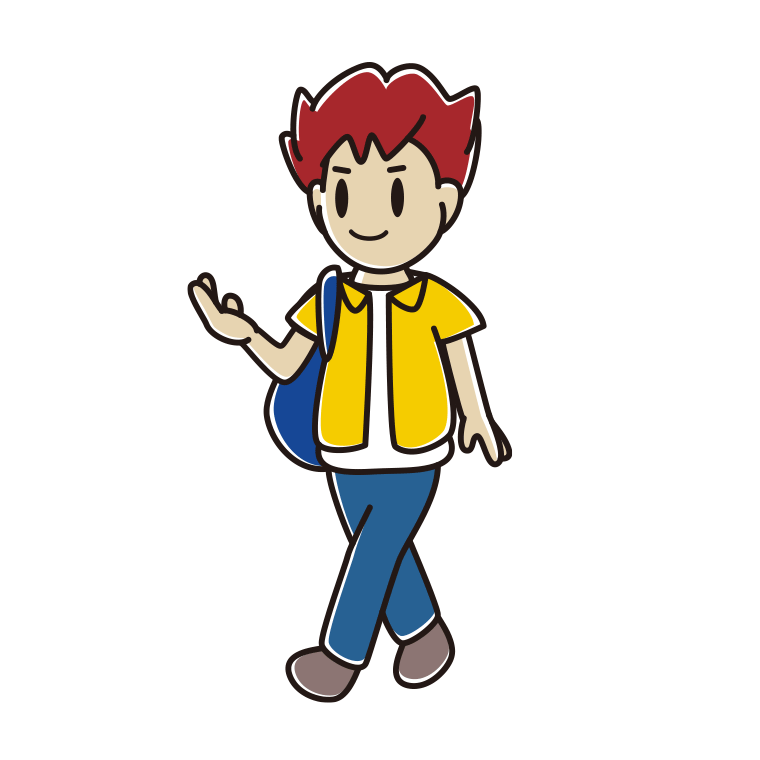 通学中に案内する男子大学生のイラスト【色あり、背景なし】透過PNG
