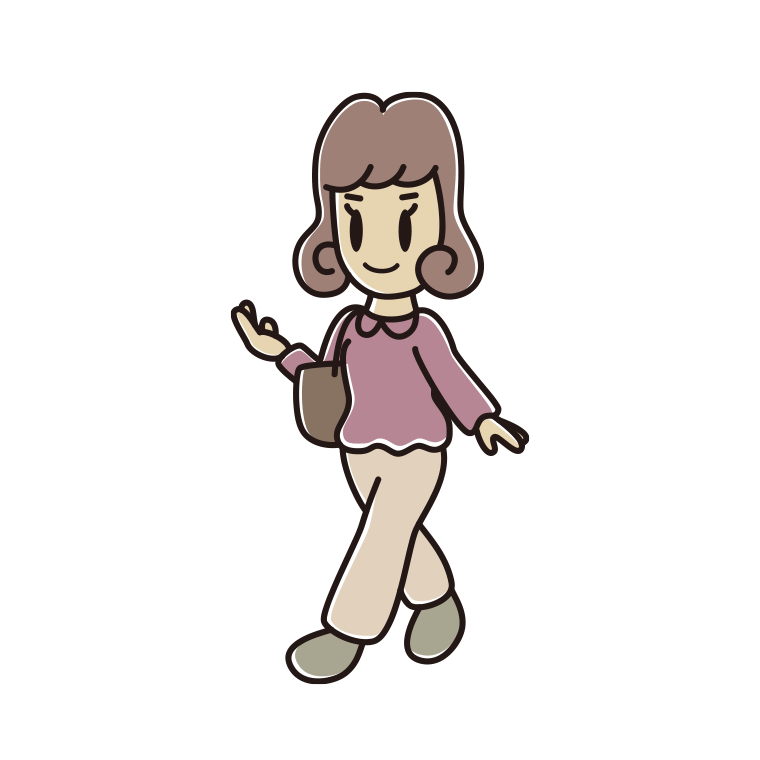 通学中に案内する女子大学生のイラスト【色あり、背景なし】透過PNG