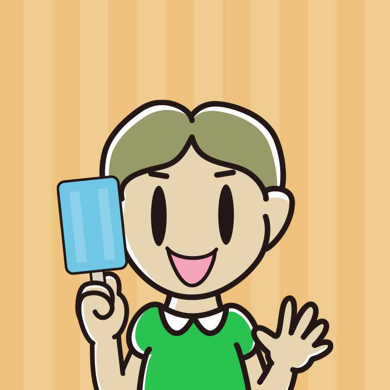 アイスを食べる小学生男子のイラスト【色、背景あり】PNG