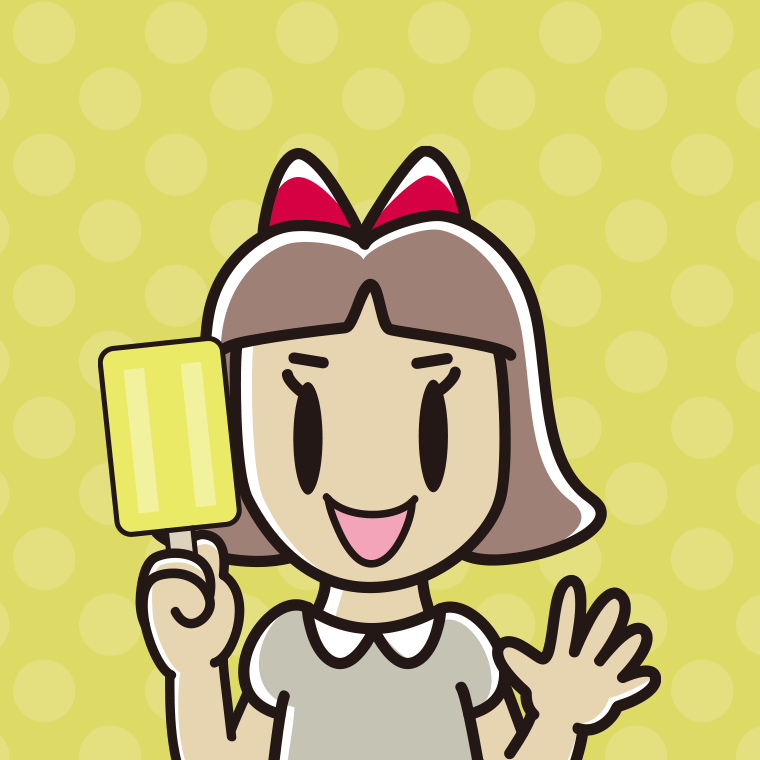 アイスを食べる小学生女子のイラスト【色、背景あり】PNG