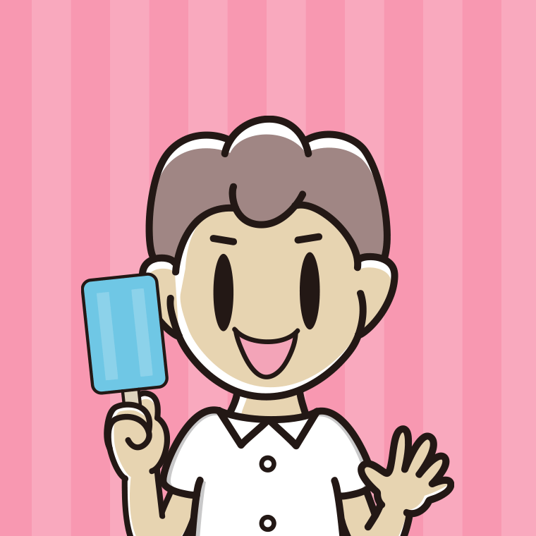 アイスを食べる男子中学生のイラスト【色、背景あり】PNG