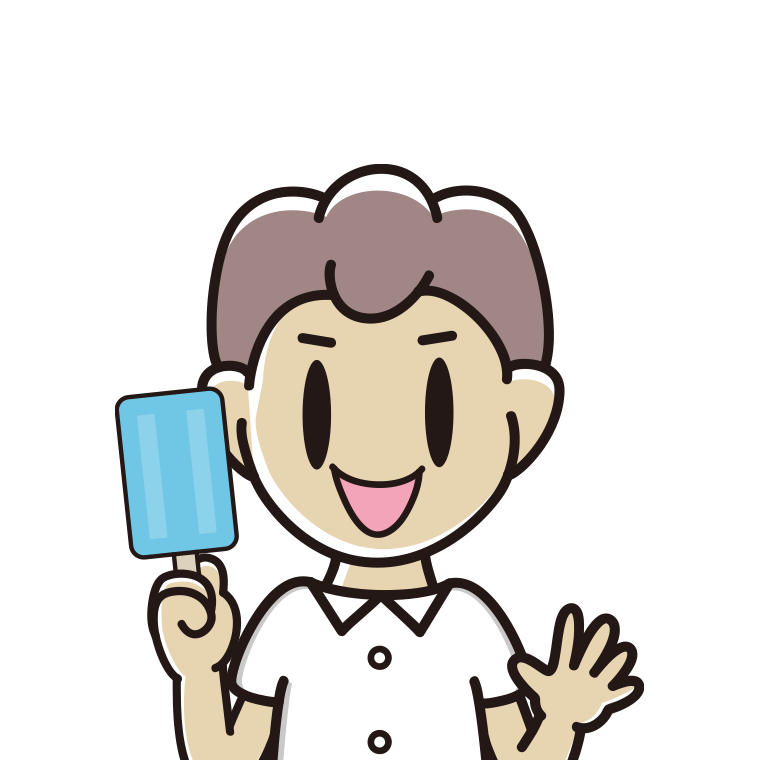 アイスを食べる男子中学生のイラスト【色あり、背景なし】透過PNG