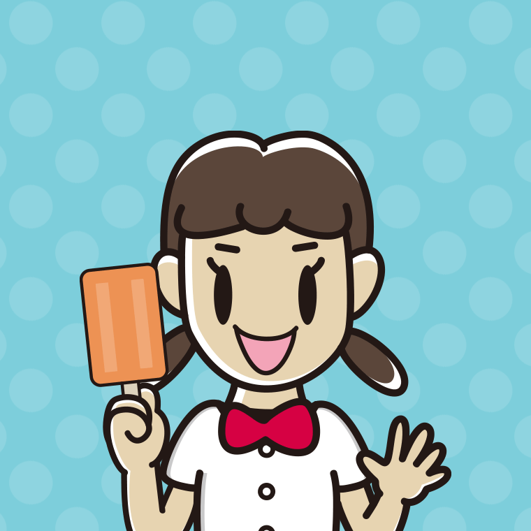 アイスを食べる女子中学生のイラスト【色、背景あり】PNG