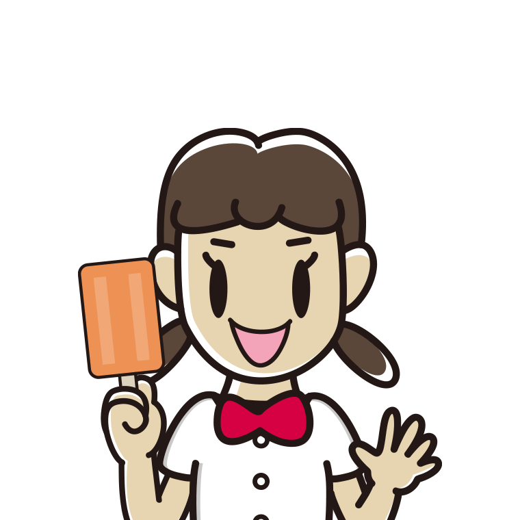 アイスを食べる女子中学生のイラスト【色あり、背景なし】透過PNG