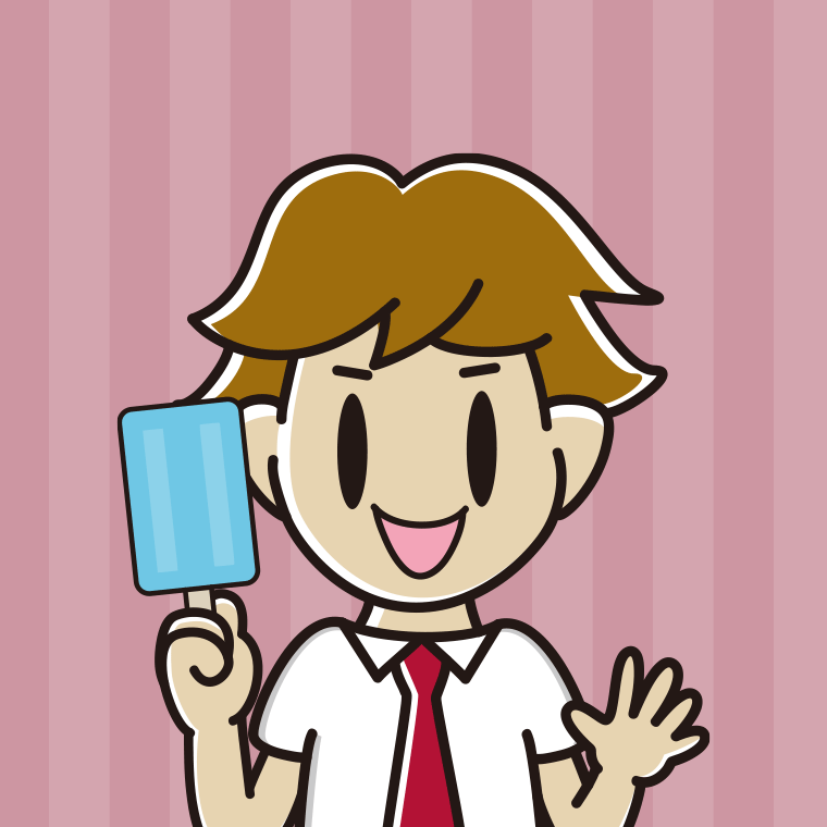 アイスを食べる男子高校生のイラスト【色、背景あり】PNG