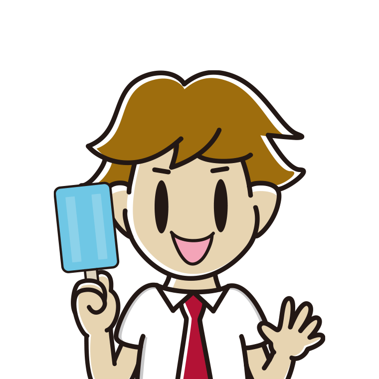 アイスを食べる男子高校生のイラスト【色あり、背景なし】透過PNG