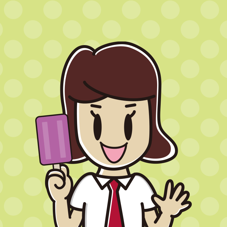 アイスを食べる女子高校生のイラスト【色、背景あり】PNG