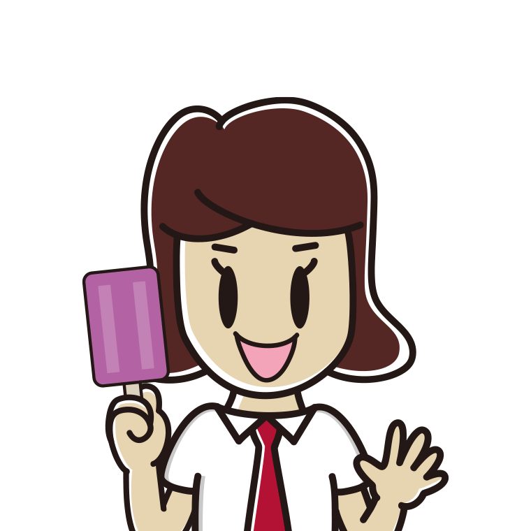 アイスを食べる女子高校生のイラスト【色あり、背景なし】透過PNG