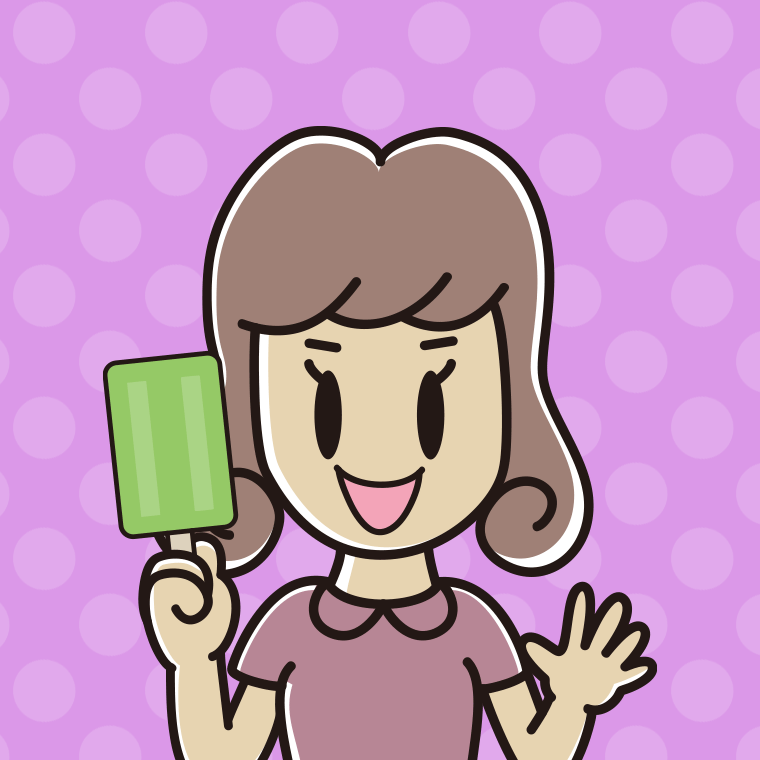 アイスを食べる女子大学生のイラスト【色、背景あり】PNG