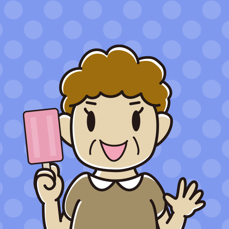【フリー素材】アイスを食べるおばさんのイラスト