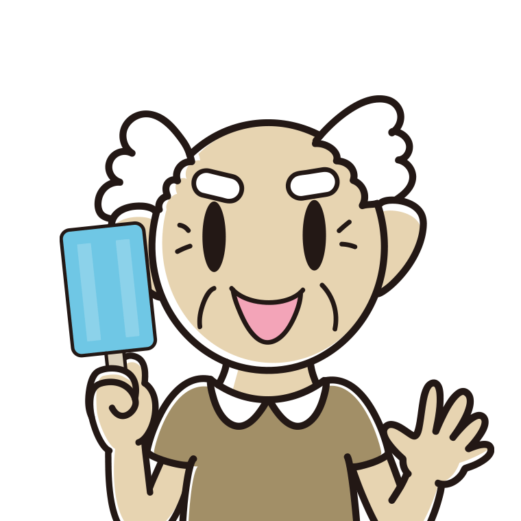 アイスを食べるおじいさんのイラスト【色あり、背景なし】透過PNG