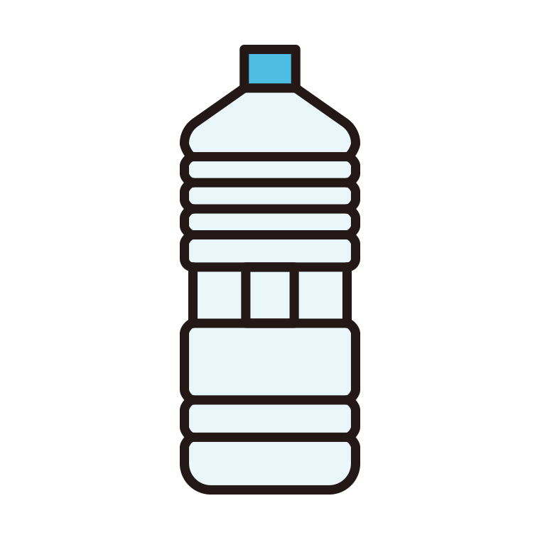 ペットボトルのイラスト01（大型・角型）【色あり、背景なし】透過PNG