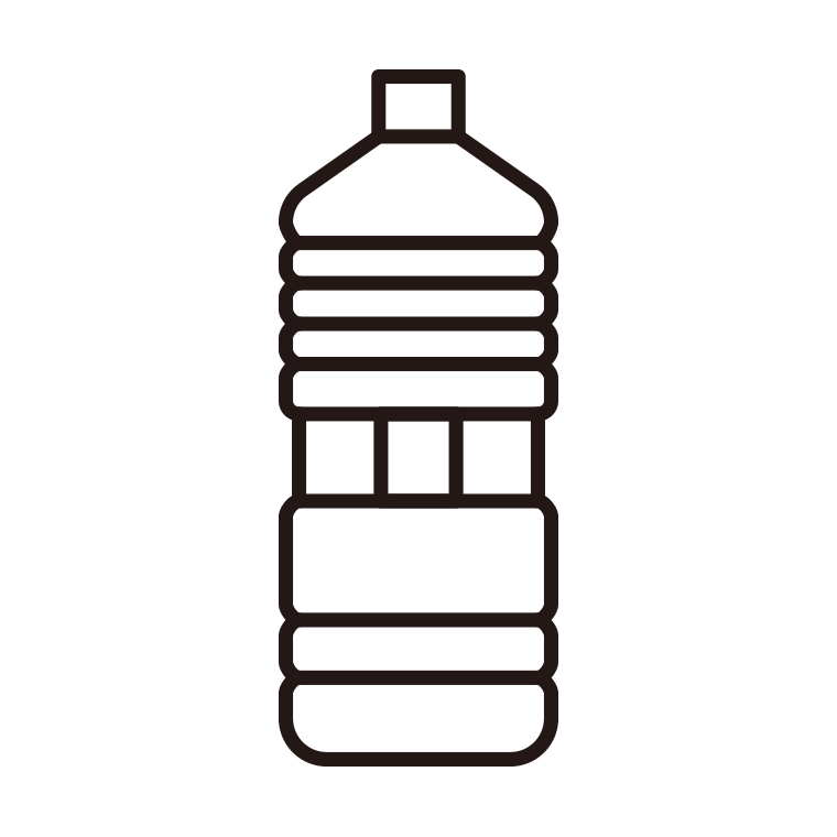 ペットボトルのイラスト01（大型・角型）【線のみ】透過PNG
