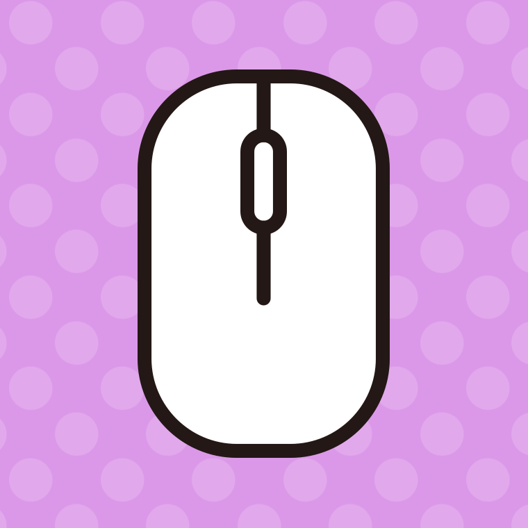 マウスのイラスト01（縦長）【色、背景あり】PNG
