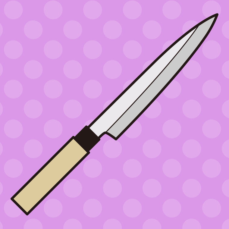 包丁のイラスト01（柳刃包丁）【色、背景あり】PNG
