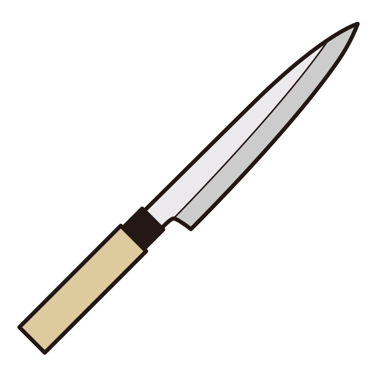 包丁のイラスト01（柳刃包丁）【色あり、背景なし】透過PNG