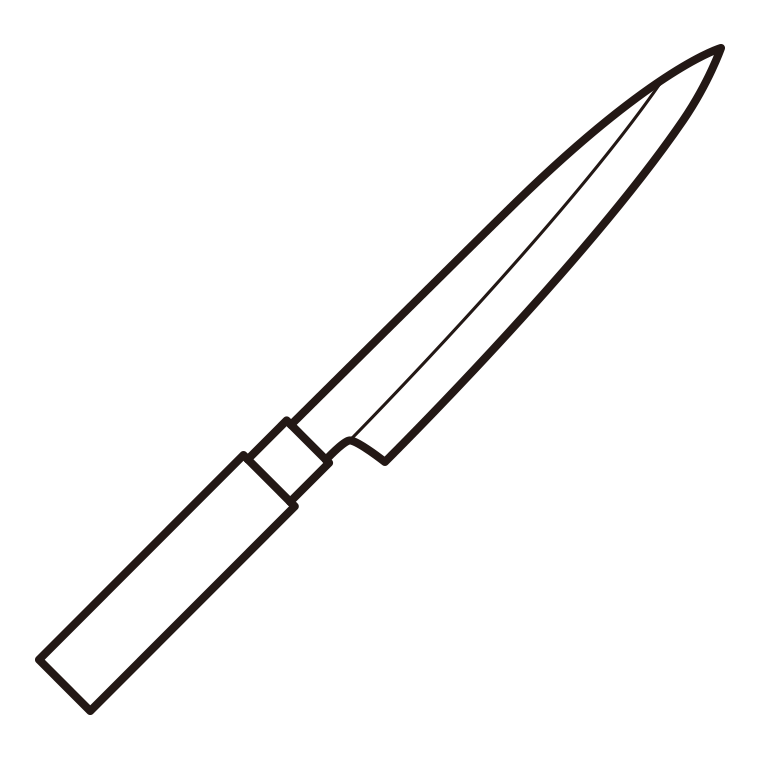 包丁のイラスト01（柳刃包丁）【線のみ】透過PNG