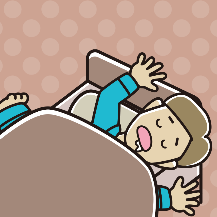 寝相が悪い男性のイラスト【色、背景あり】PNG