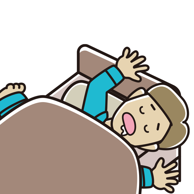 寝相が悪い男性のイラスト【色あり、背景なし】透過PNG