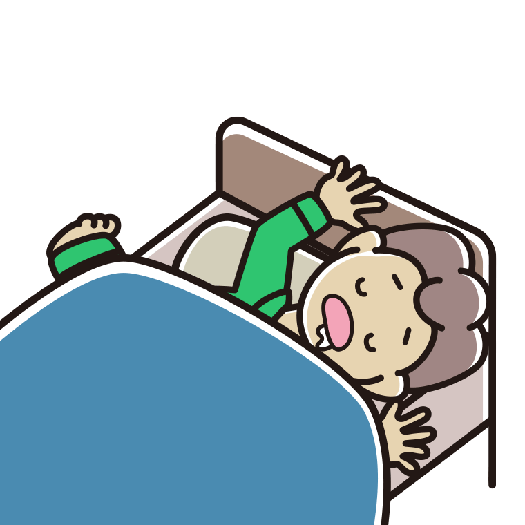 寝相が悪い男子中学生のイラスト【色あり、背景なし】透過PNG