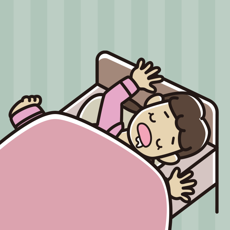 寝相が悪い女子中学生のイラスト【色、背景あり】PNG
