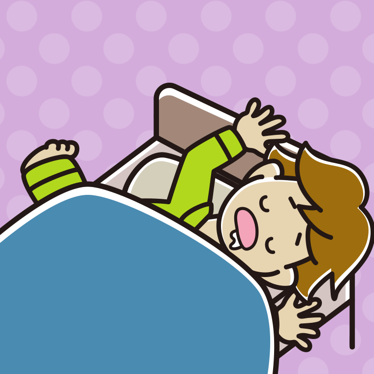 寝相が悪い男子高校生のイラスト【色、背景あり】PNG