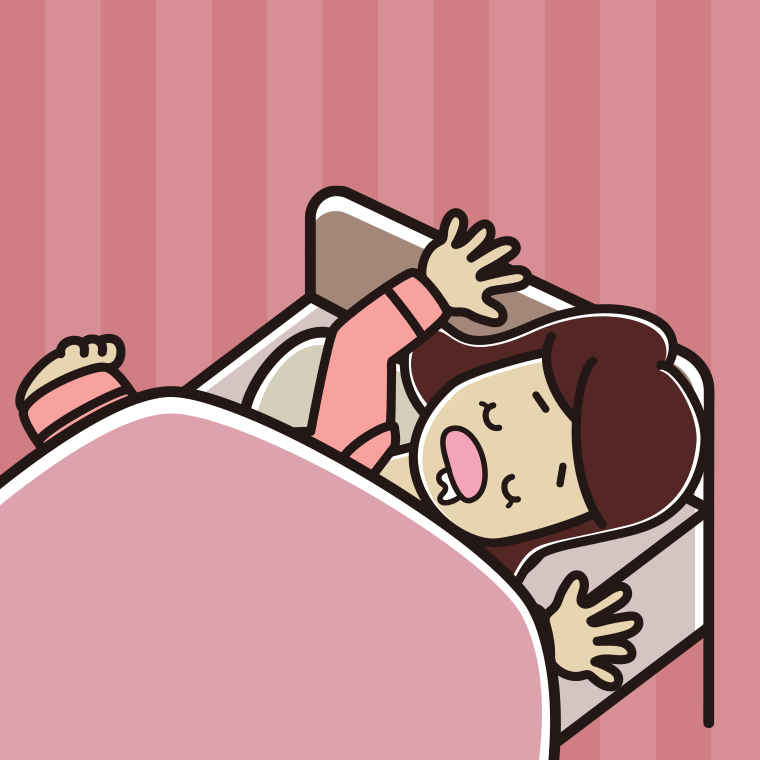 寝相が悪い女子高校生のイラスト【色、背景あり】PNG