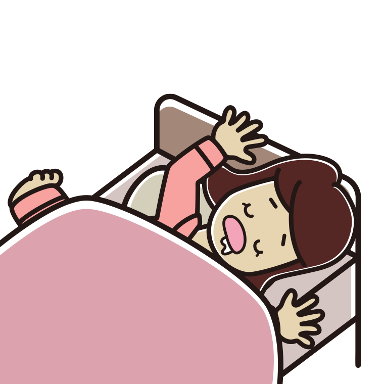 寝相が悪い女子高校生のイラスト【色あり、背景なし】透過PNG