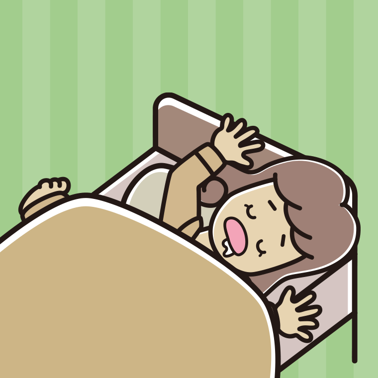 寝相が悪い女子大学生のイラスト【色、背景あり】PNG