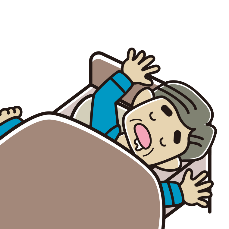 寝相が悪いおじさんのイラスト【色あり、背景なし】透過PNG