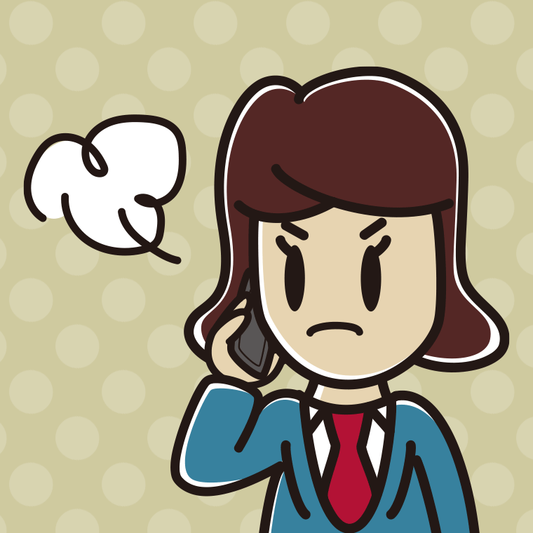 スマホで電話中に怒る女子高校生のイラスト【色、背景あり】PNG