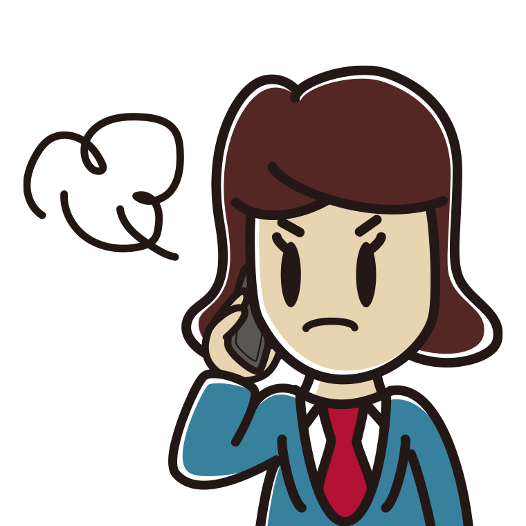 スマホで電話中に怒る女子高校生のイラスト【色あり、背景なし】透過PNG