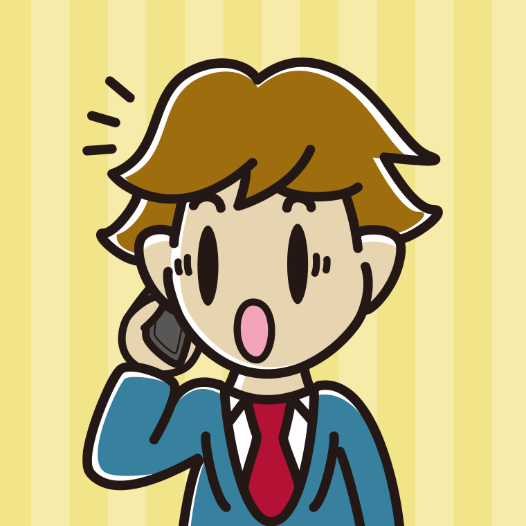 スマホで電話中に驚く男子高校生のイラスト【色、背景あり】PNG