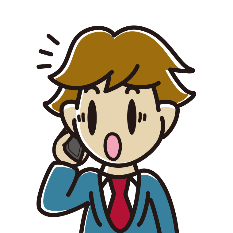 スマホで電話中に驚く男子高校生のイラスト【色あり、背景なし】透過PNG