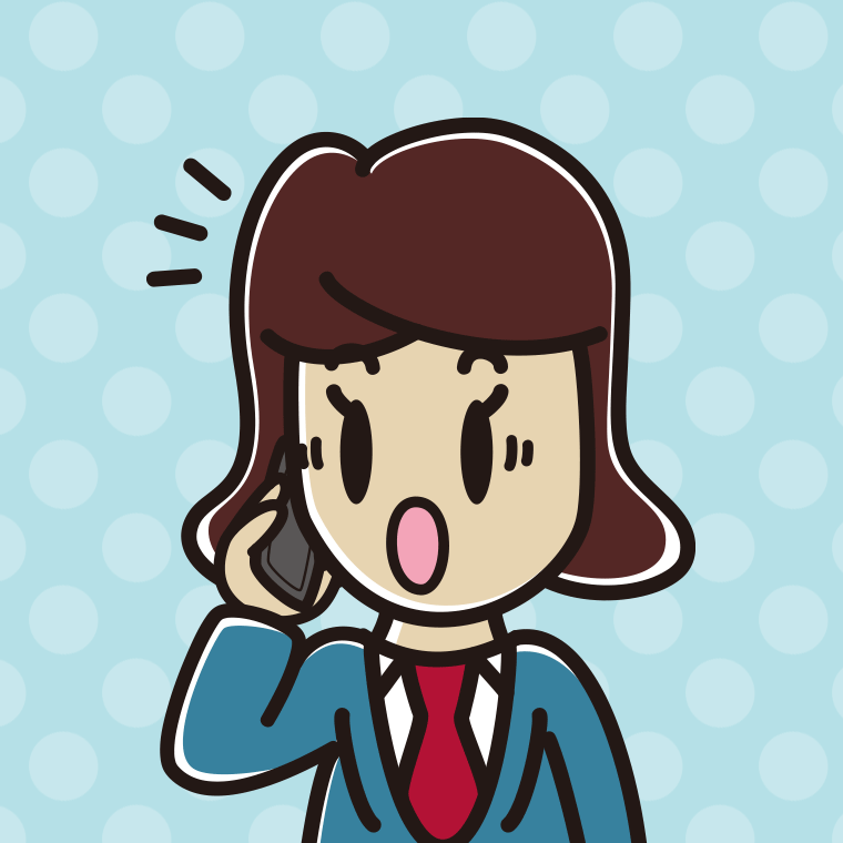 スマホで電話中に驚く女子高校生のイラスト【色、背景あり】PNG