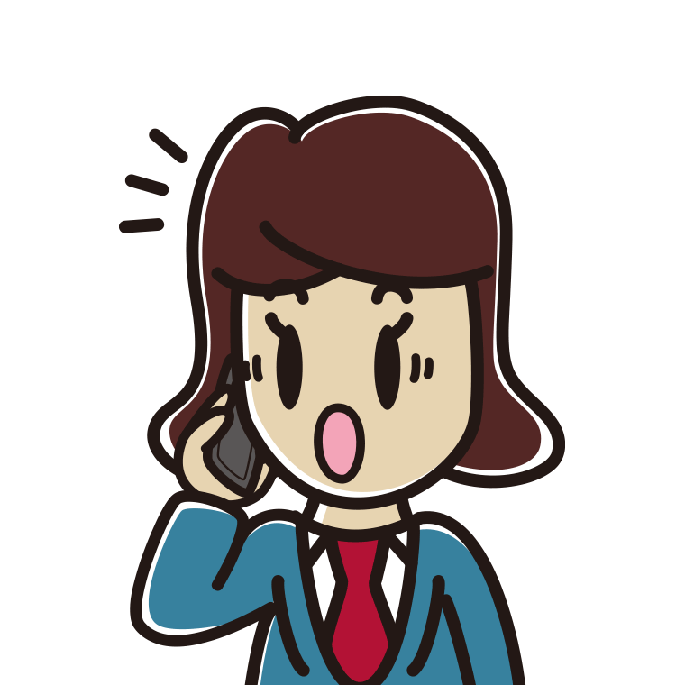 スマホで電話中に驚く女子高校生のイラスト【色あり、背景なし】透過PNG