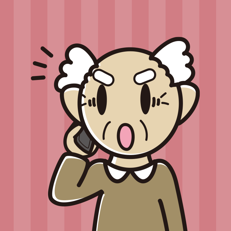 【フリー素材】スマホで電話中に驚くおじいさんのイラスト