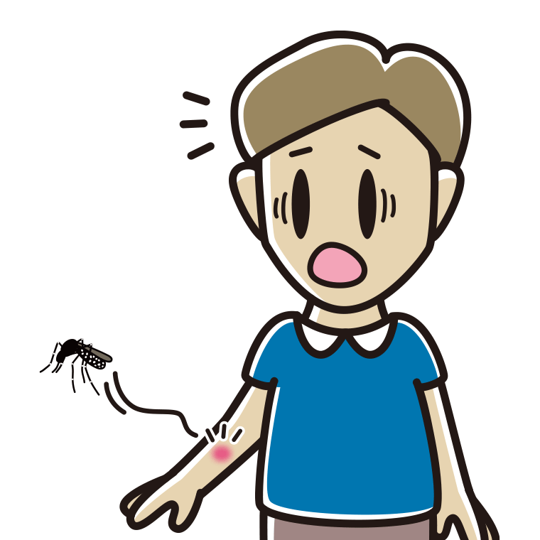 蚊に刺される男性のイラスト【色あり、背景なし】透過PNG