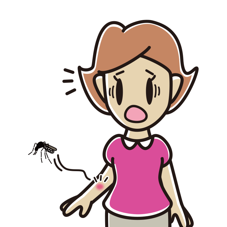 蚊に刺される女性のイラスト【色あり、背景なし】透過PNG