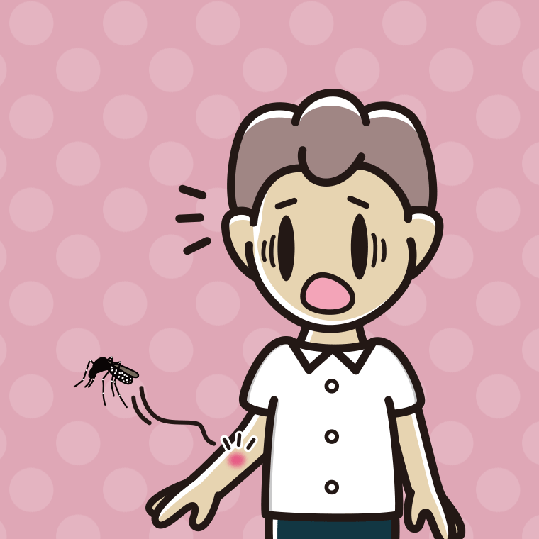 蚊に刺される男子中学生のイラスト【色、背景あり】PNG